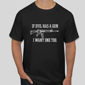 If Evil Has A Gun I Want One Too Short-Sleeve Unisex T-Shirt - Flag and Cross