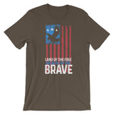 Land Of The Free Because Of The Brave Short-Sleeve Unisex T-Shirt - Flag and Cross