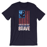 Land Of The Free Because Of The Brave Short-Sleeve Unisex T-Shirt - Flag and Cross