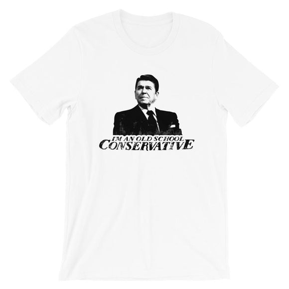 Reagan: Old School Conservative Short-Sleeve Unisex T-Shirt - Flag and Cross